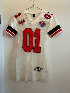 SHEIN White Lace women’s Football Dress with Red '01' Applique